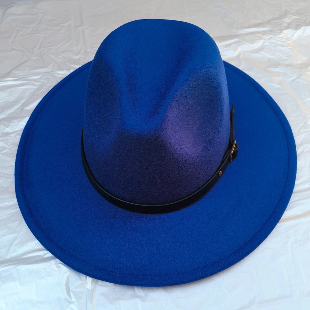 Blue Steer Head Pointed Western Fedora Hat